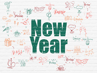 Image showing Entertainment, concept: New Year on wall background