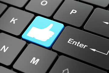 Image showing Social media concept: Thumb Up on computer keyboard background