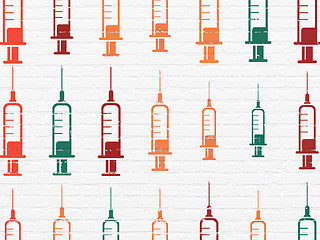 Image showing Health concept: Syringe icons on wall background