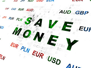 Image showing Currency concept: Save Money on Digital background