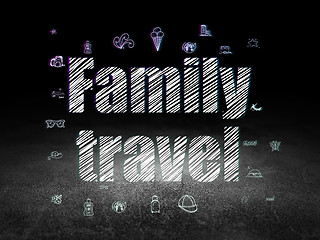 Image showing Tourism concept: Family Travel in grunge dark room