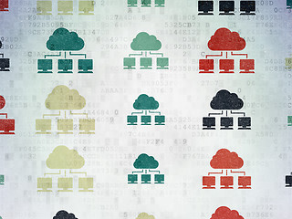 Image showing Cloud networking concept: Cloud Network icons on Digital Paper background