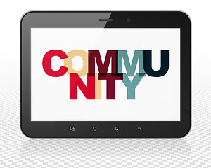 Image showing Social media concept: Tablet Pc Computer with Community on  display