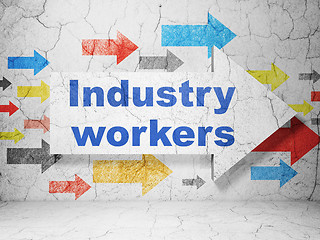 Image showing Industry concept: arrow with Industry Workers on grunge wall background