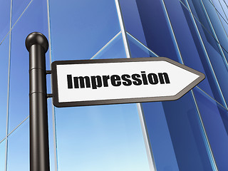 Image showing Marketing concept: sign Impression on Building background