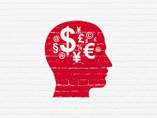 Image showing Finance concept: Head With Finance Symbol on wall background