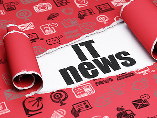 Image showing News concept: black text IT News under the piece of  torn paper