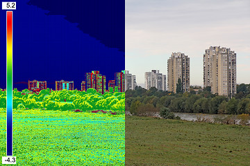 Image showing Infrared and real image on Residential building