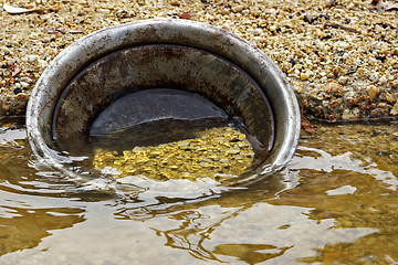 Image showing gold pan with gold nuggets