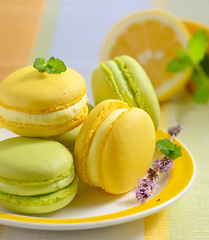 Image showing lemon and mint macaroons