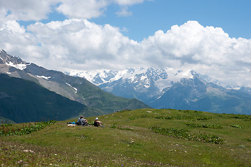 Image showing Hiking in mountain