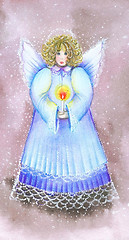 Image showing Christmas angel with a candle.