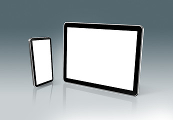 Image showing High Tech mobile phone and digital tablet pc