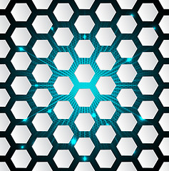 Image showing Abstract hexagon background with 3d and bursting effect