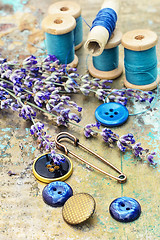 Image showing Composition of the threads and lavender