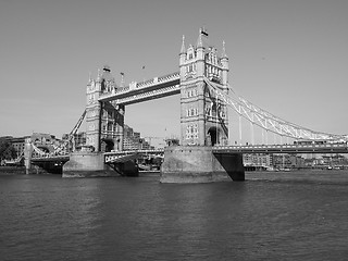 Image showing Black and white Tower Bridge in London