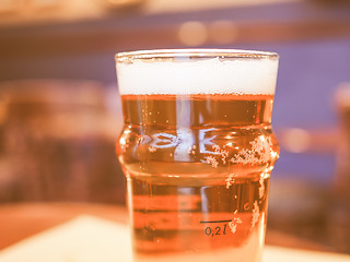 Image showing Retro looking Pint of British ale beer