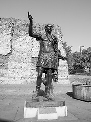 Image showing Black and white Trajan statue in London