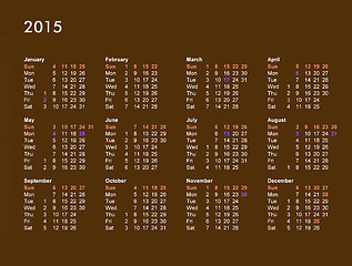 Image showing Calendar 2015