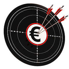 Image showing Euro Target Shows Wealth Currency And Prosperity