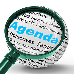 Image showing Agenda Magnifier Definition Means Schedule Planner Or Reminder