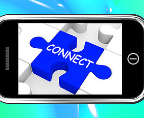 Image showing Connect On Smartphone Showing Connected People