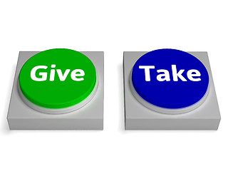 Image showing Give Take Buttons Shows Giving Or Taking