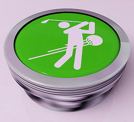 Image showing Golf Button Means Golfer Club Or Golfing