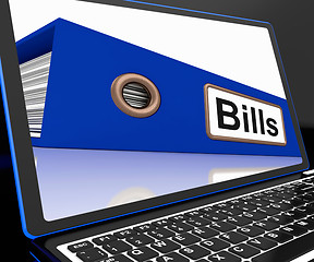 Image showing Bills File On Laptop Showing Due Payments