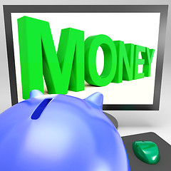 Image showing Money On Monitor Showing Prosperity