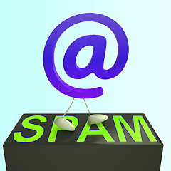Image showing At Sign Spam Shows Malicious Electronic Junk Mail