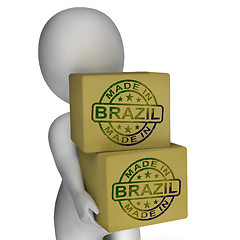 Image showing Made In Brazil Stamp On Boxes Shows Brazilian Products