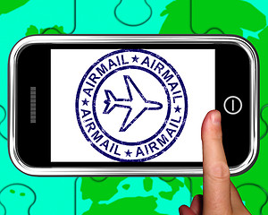 Image showing Airmail On Smartphone Showing Air Delivery