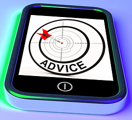 Image showing Advice Smartphone Shows Web Tips And Recommendations