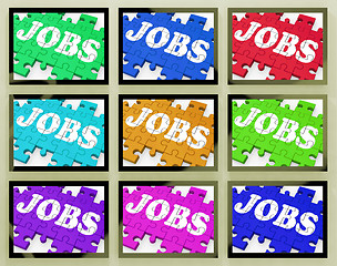 Image showing Jobs On Monitors Shows Working Opportunities