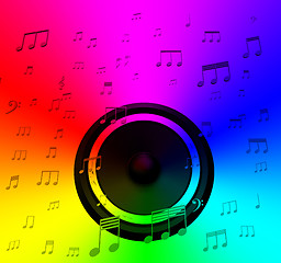 Image showing Speaker And Musical Notes Shows Music Disco Or Concert