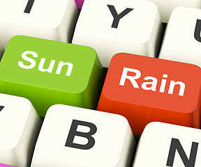 Image showing Sun Rain Keys Mean Weather And Seasons