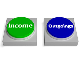 Image showing Income Outgoings Buttons Shows Profits Or Expenses