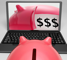 Image showing Piggy Vault With Money Showing Money Safety
