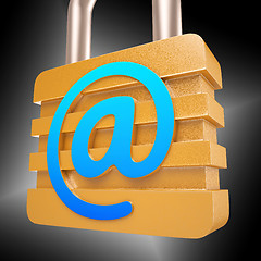 Image showing At Sign Padlock Shows Secure Internet Mail