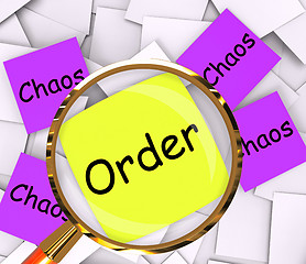 Image showing Order Chaos Post-It Papers Show Organized Or Confused