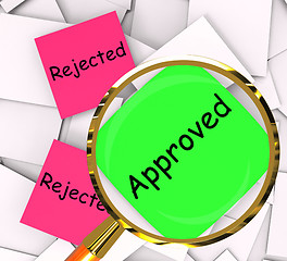 Image showing Approved Rejected Post-It Papers Show Passed Or Denied