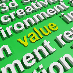 Image showing Value In Word Cloud Shows Worth Importance Or Significance