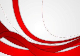 Image showing Abstract red and grey wavy corporate background