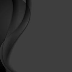 Image showing Dark black smooth waves vector background