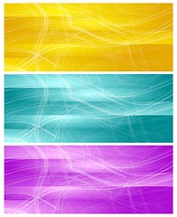 Image showing Bright banners with abstract chaotic wavy lines