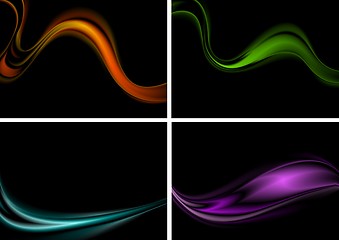 Image showing Colorful abstract waves on black background