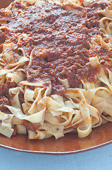 Image showing Homemade pasta with ragu of wild boar