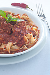 Image showing Homemade pasta with ragu of wild boar