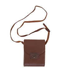 Image showing Old brown leather bag or case